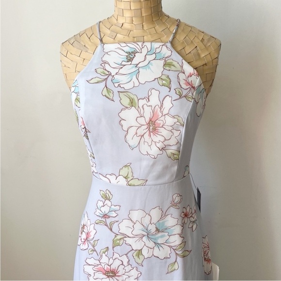 NWT Lulus Blooms for You Floral Maxi Dress Light Blue Pink XS - Picture 7 of 10